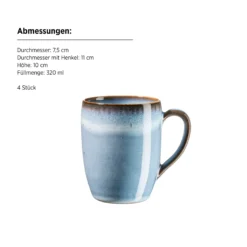 Frühstücksset, Steinzeug Smoky's Blau