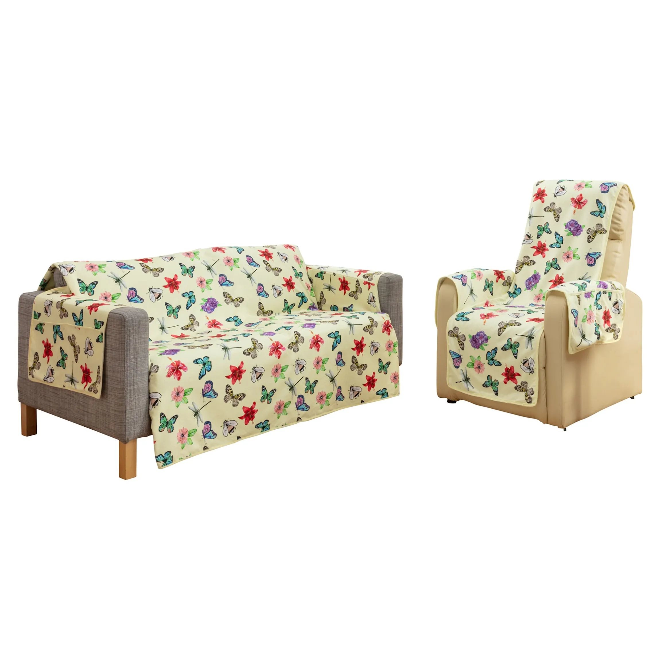 Frottee-Set Sofa- und Sessel-Schoner „Schmetterling“
