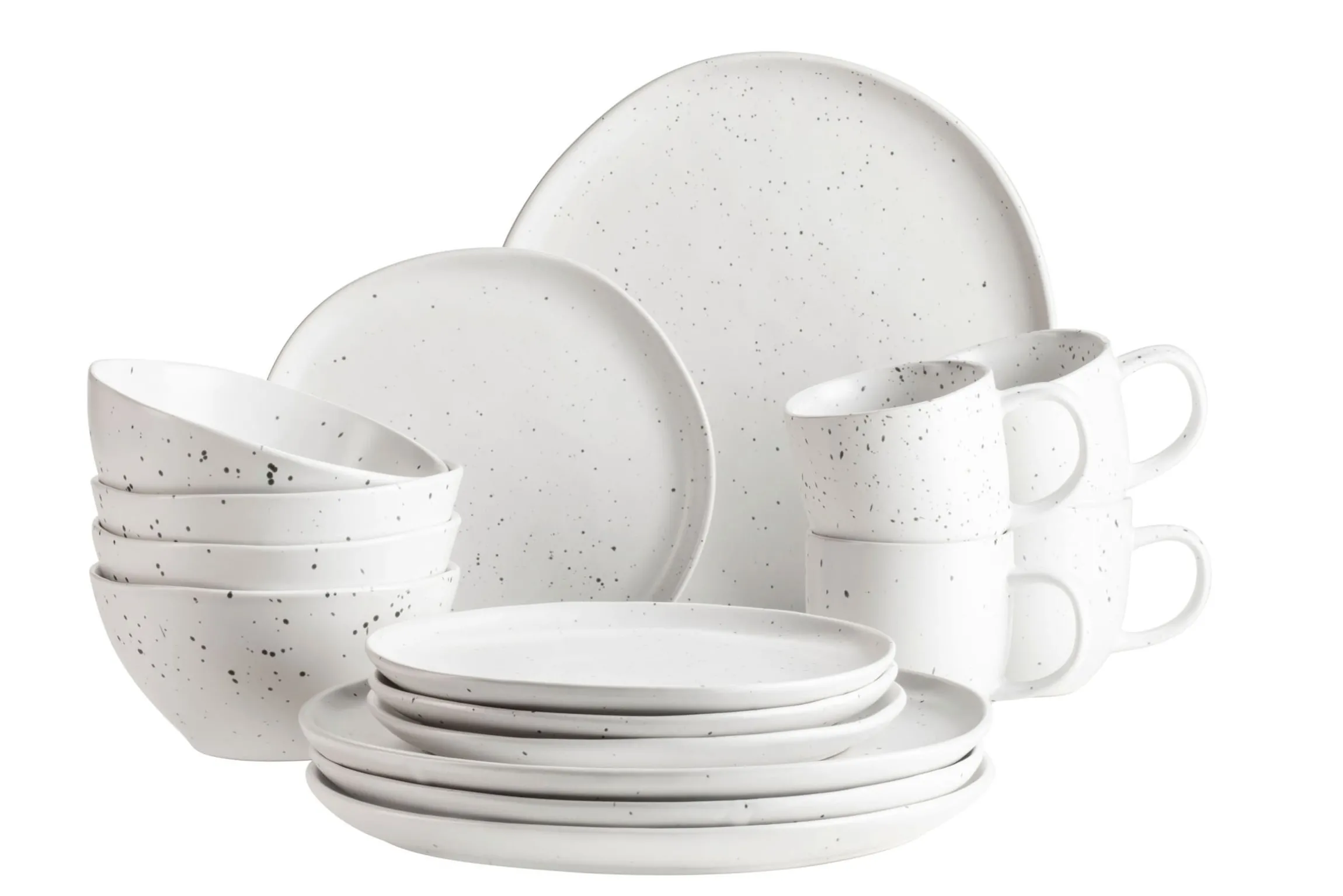 Geschirr-Set, Keramik Andoro 4 x Speisteller, 4 x Dessertteller, 4 x Kaffeebecher, 4 x Müslischale