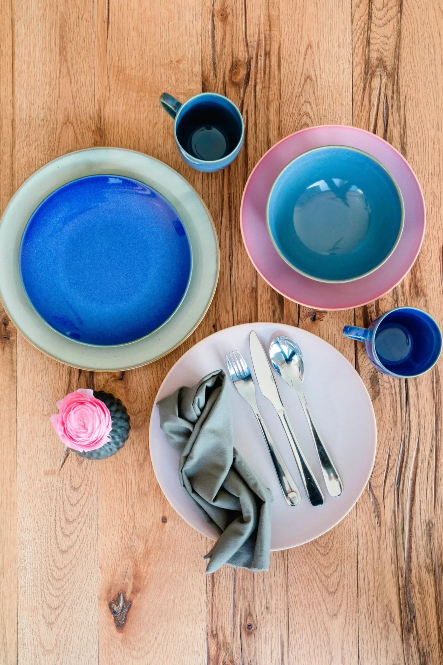 Geschirr-Set, Keramik Ossia Sand, Hellblau