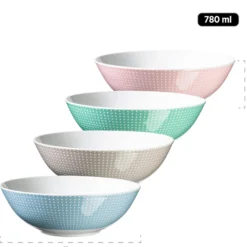 Geschirr-Set, Porzellan Kitchen Time II Rosa, Blau, Grün, Beige