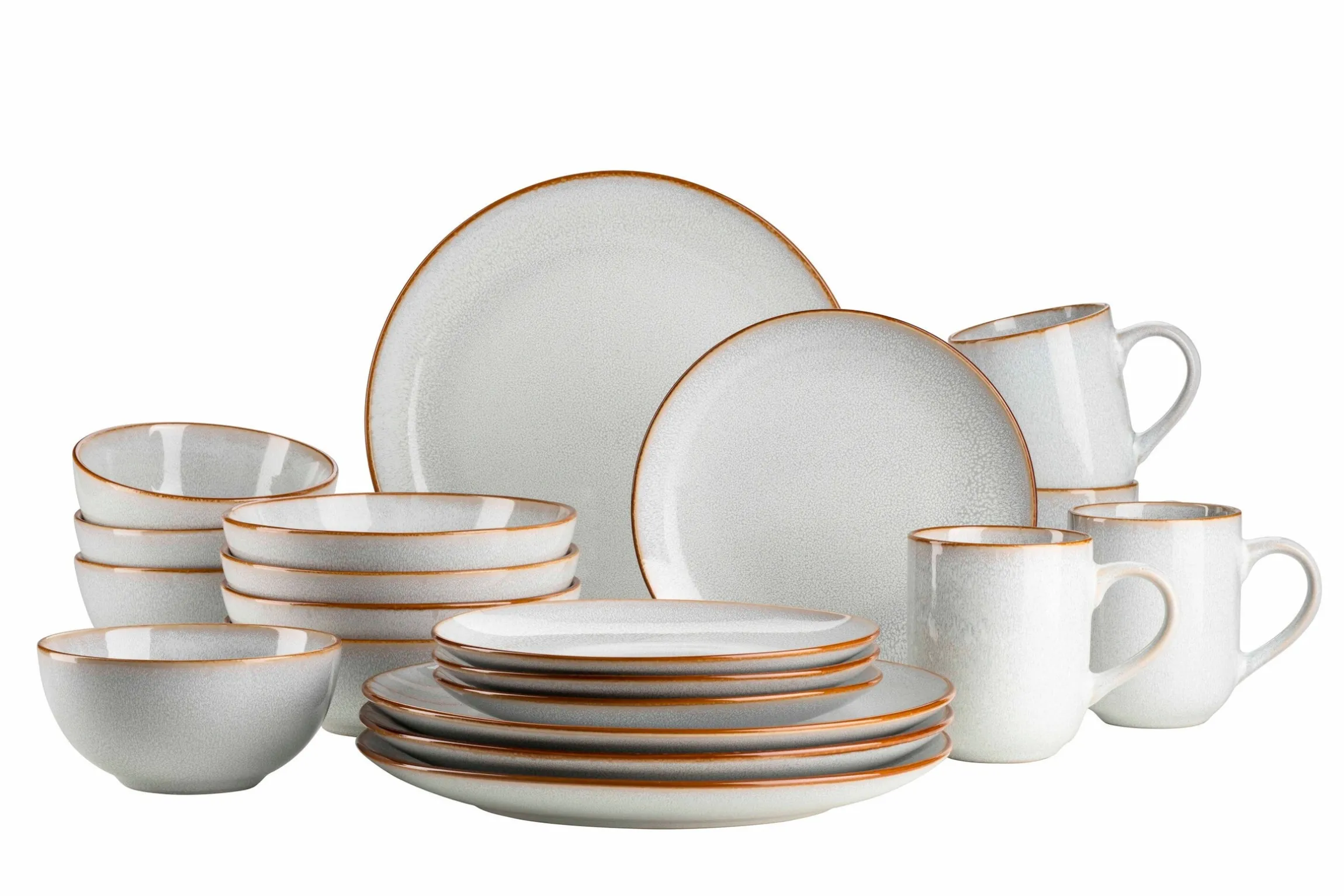 Geschirrset, Steinzeug Mabella 4 x Speisteller, 4 x Suppenteller, 4 x Dessertteller, 4 x Müslischüssel, 4 x Kaffeebecher