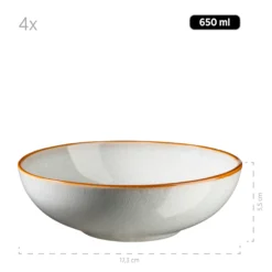 Geschirrset, Steinzeug Mabella 4 x Speisteller, 4 x Suppenteller, 4 x Dessertteller, 4 x Müslischüssel, 4 x Kaffeebecher