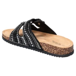 Glitzer-Pantolette „Gritt“ schwarz/silber