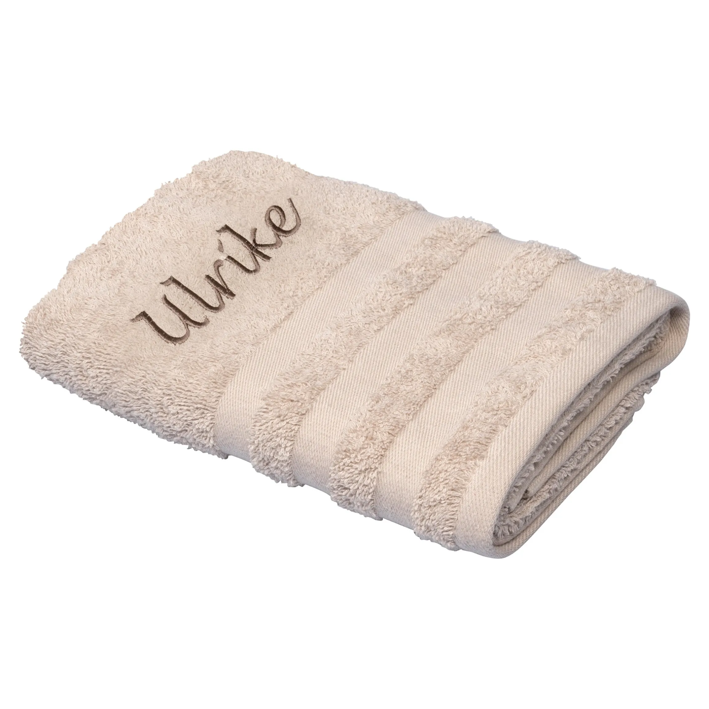 Handtuch personalisiert mit Namen, 50x100 cm, 100% Baumwolle beige