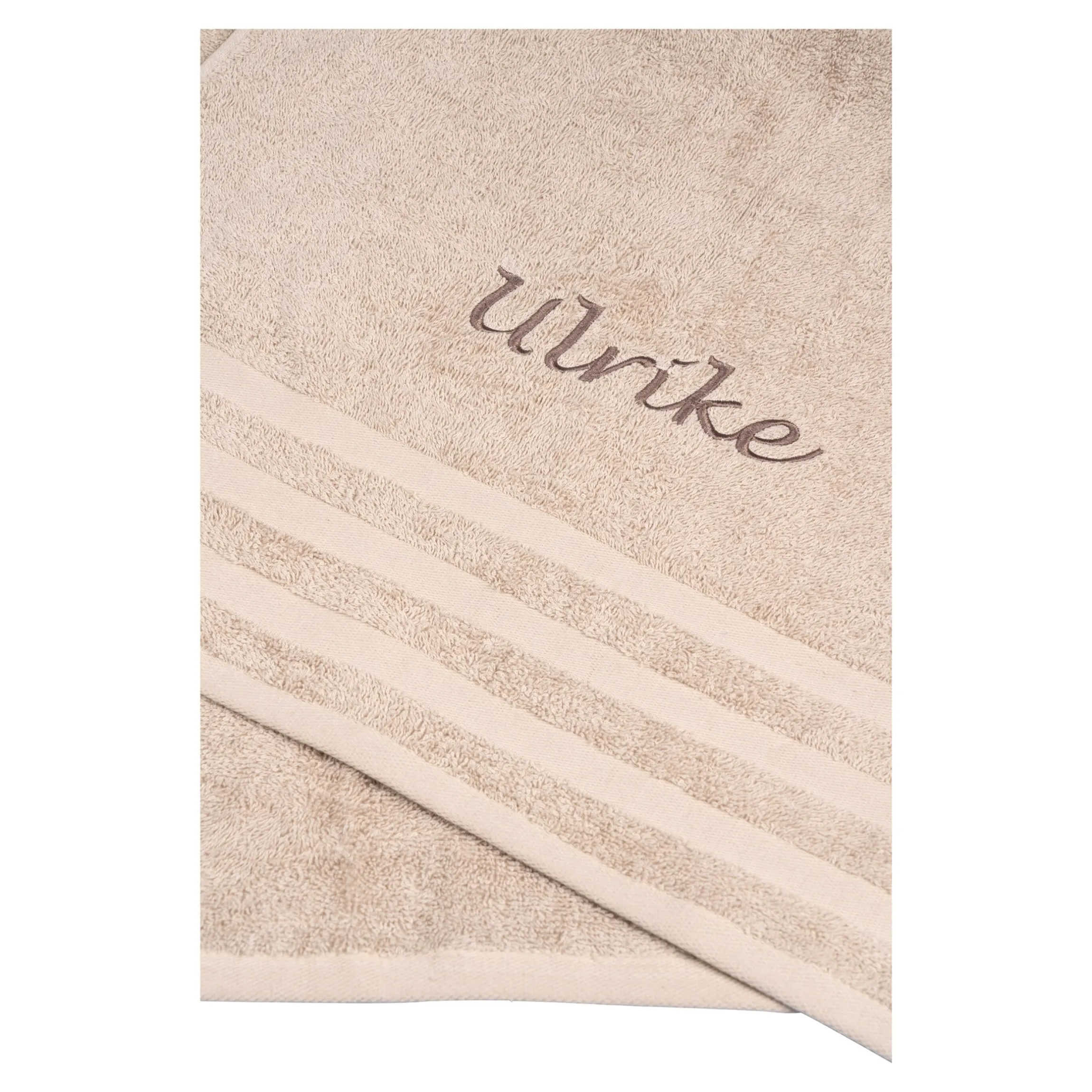 Handtuch personalisiert mit Namen, 50x100 cm, 100% Baumwolle beige