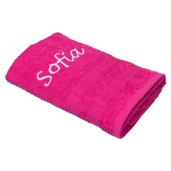 Handtuch personalisiert mit Namen, 50x100 cm, 100% Baumwolle pink