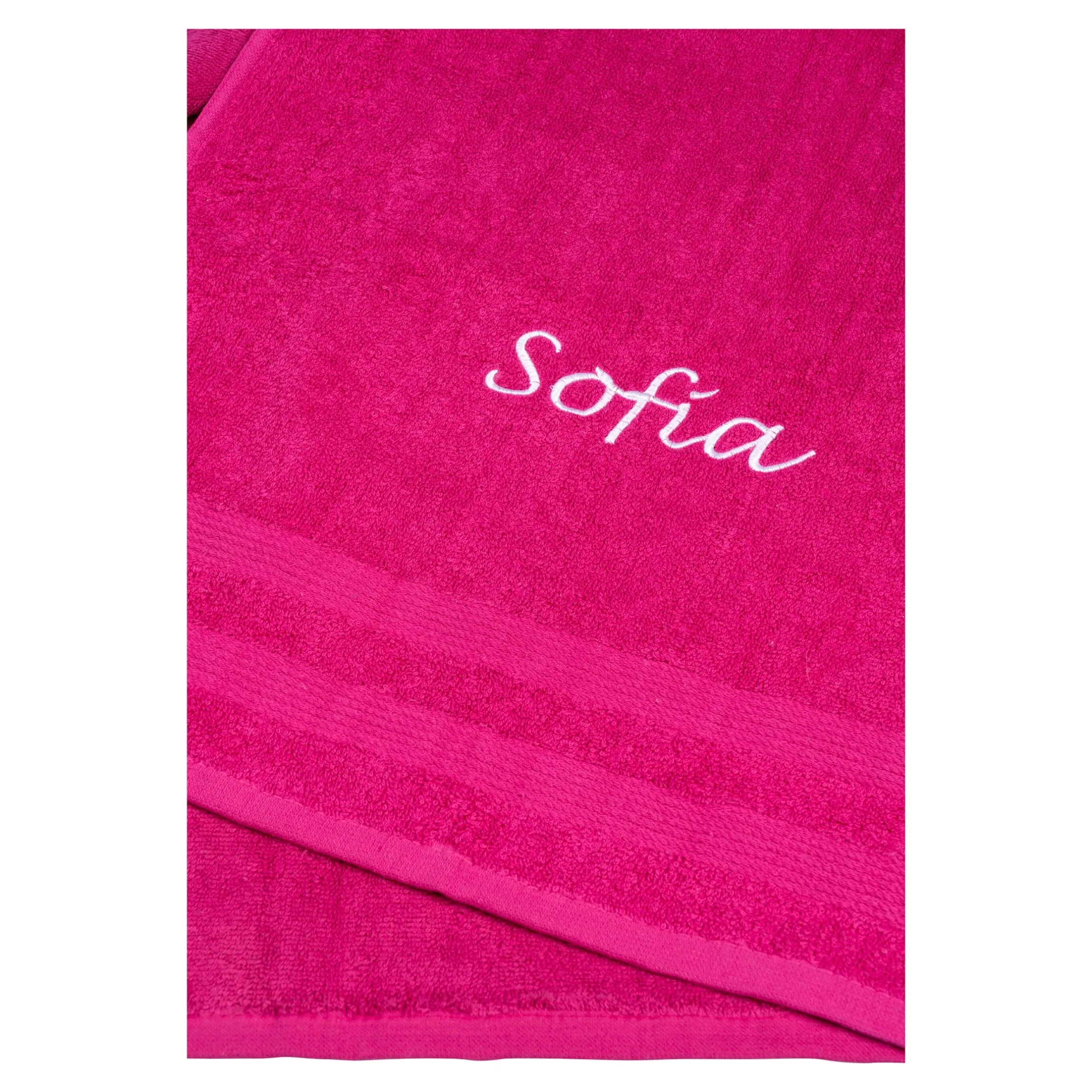 Handtuch personalisiert mit Namen, 50x100 cm, 100% Baumwolle pink