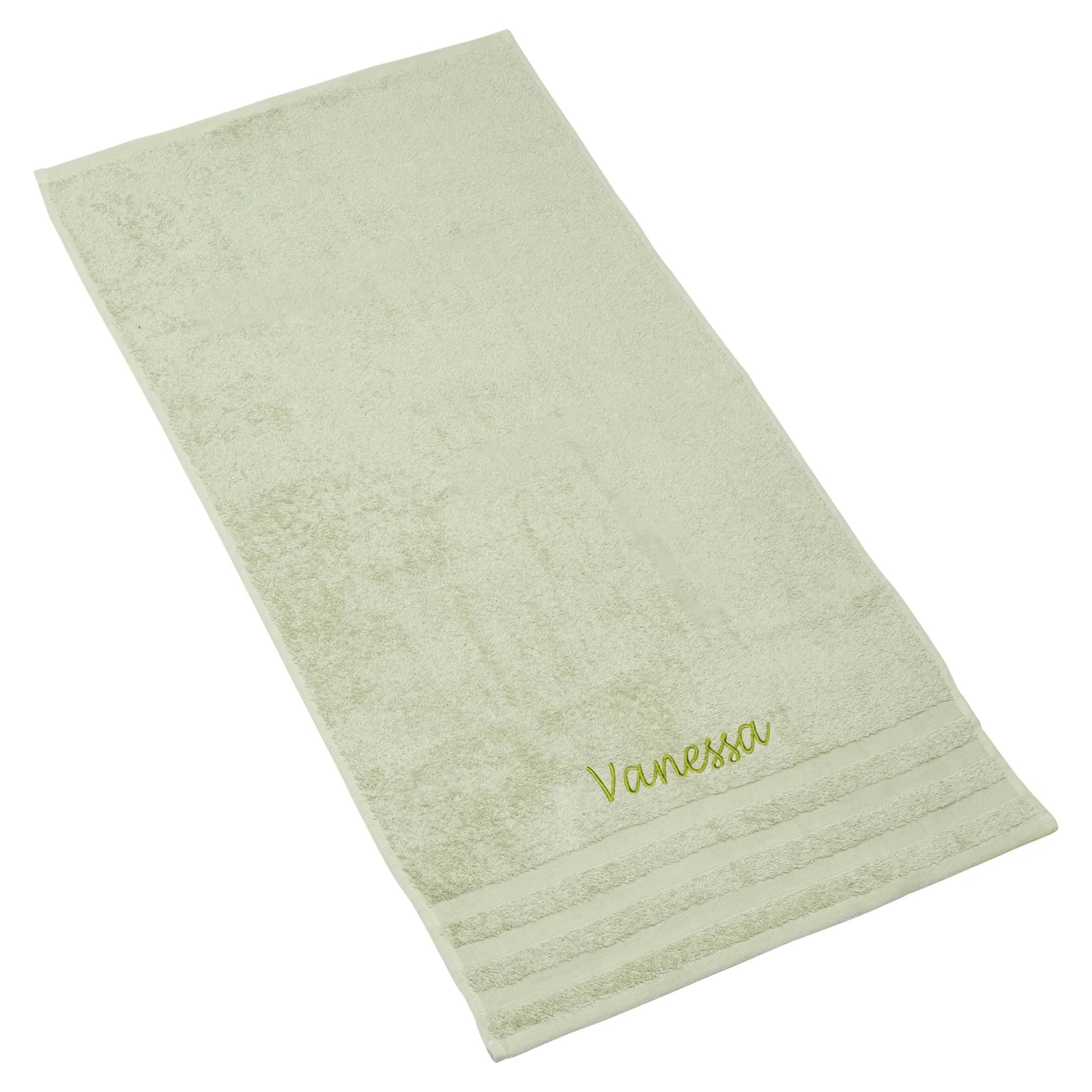 Handtuch personalisiert mit Namen, 50x100 cm, 100% Baumwolle eukalyptus