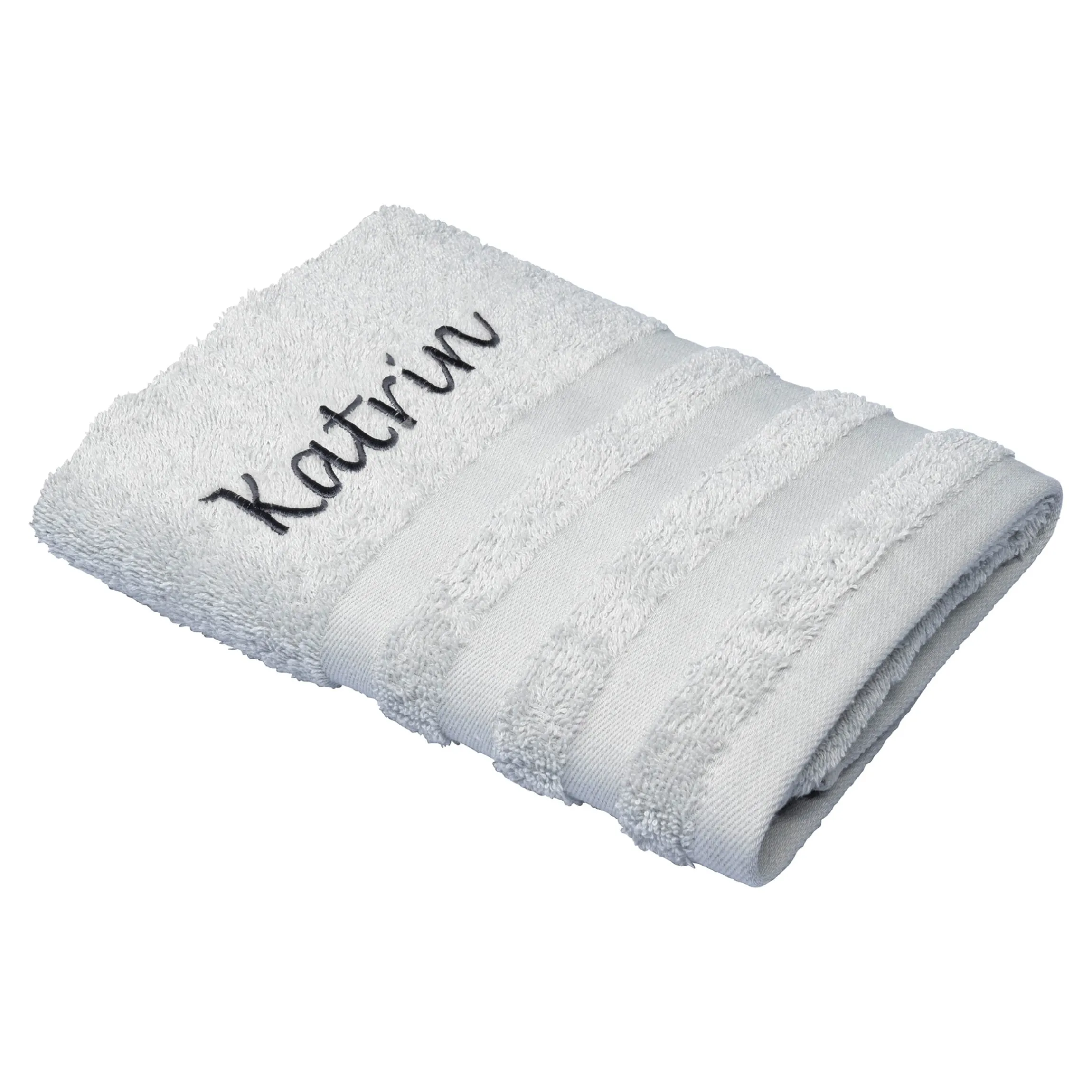 Handtuch personalisiert mit Namen, 50x100 cm, 100% Baumwolle silber