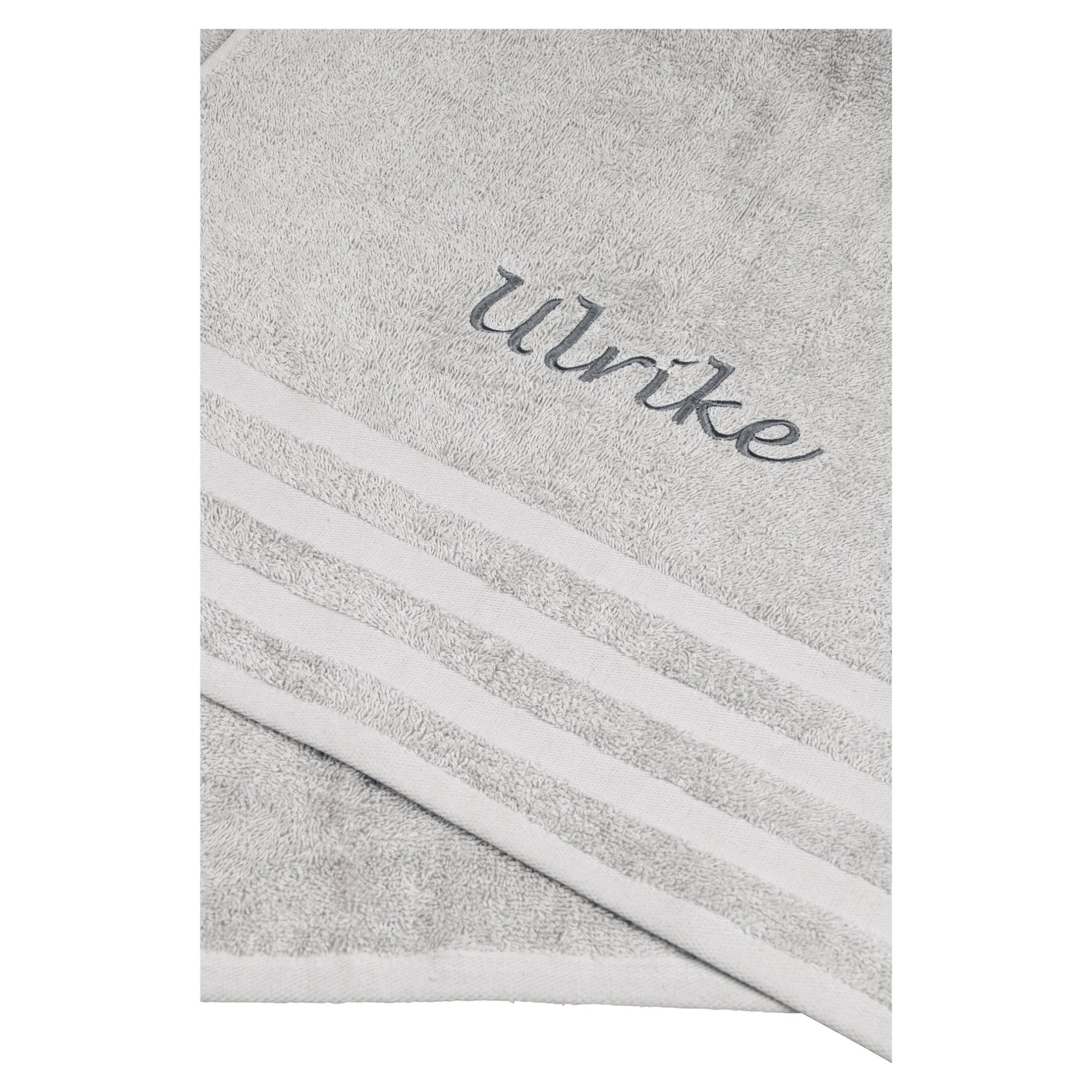 Handtuch personalisiert mit Namen, 50x100 cm, 100% Baumwolle silber