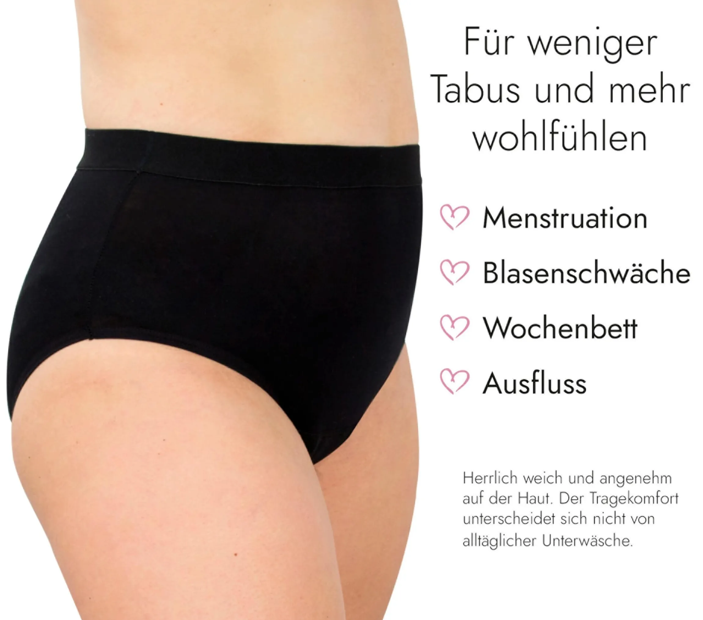 High-waist Slip mit Saugeinlage Schwarz