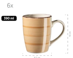Kaffeebecher-Set, Steingut LUMACA Dunkelbau