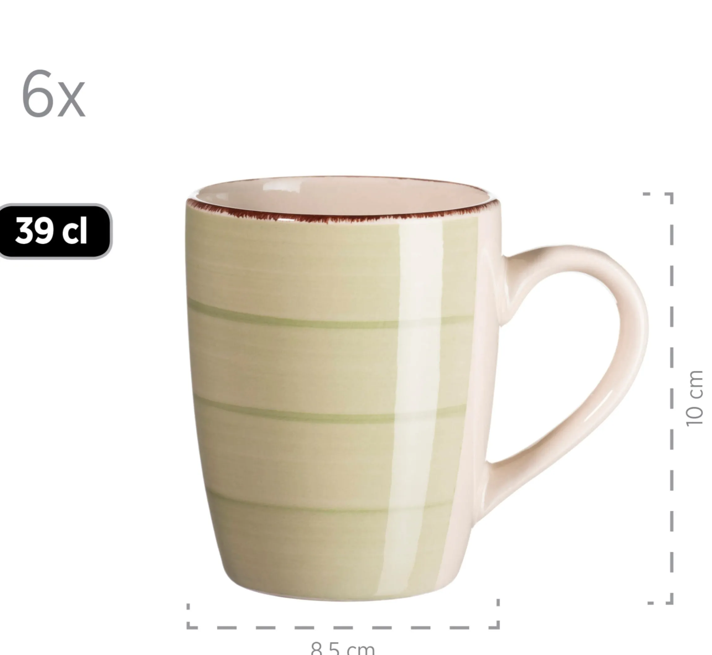 Kaffeebecher-Set, Steingut LUMACA Olivgrün