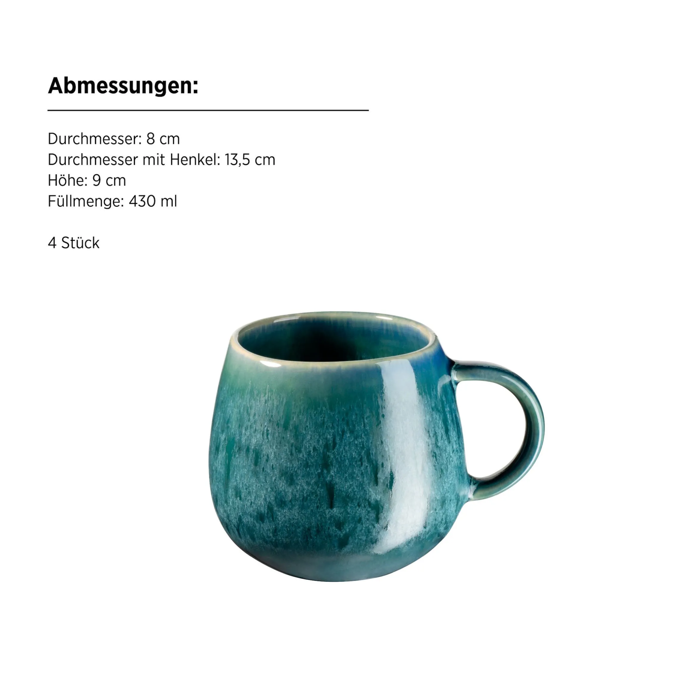Kaffeebecher-Set, Steinzeug Carellia Blau