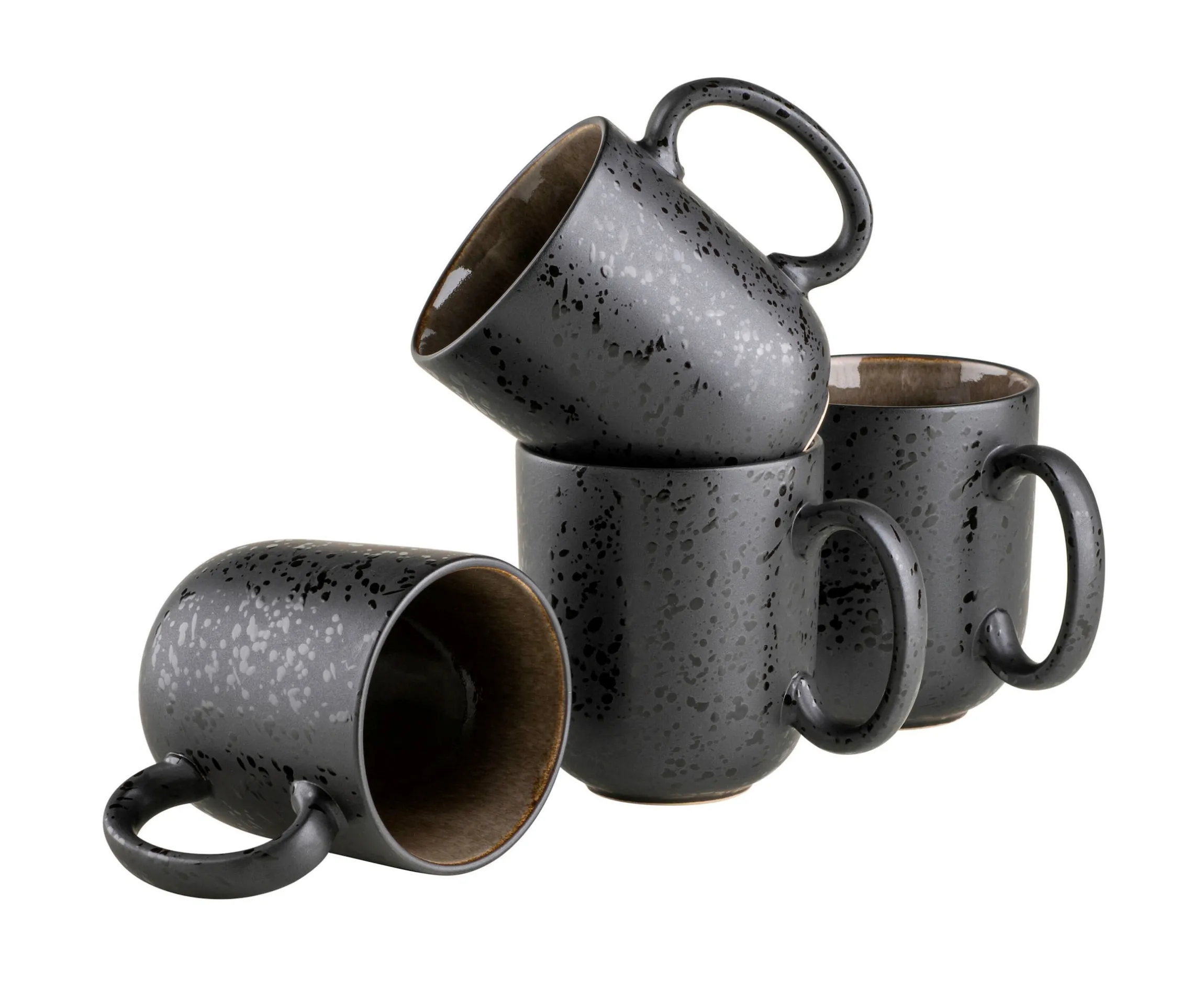 Kaffeebecher-Set, Steinzeug Niara Schwarz / Grau
