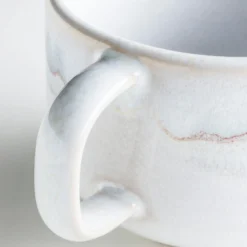 Kaffeeobertassen-Set, Steinzeug TIEFER SEE Grau / Weiß