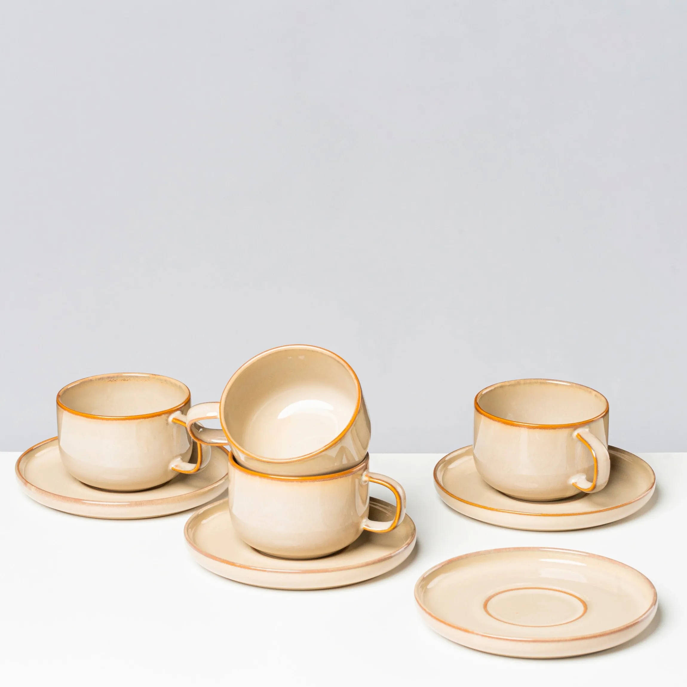 Kaffeeobertassen-Set, Steinzeug Nebelwald