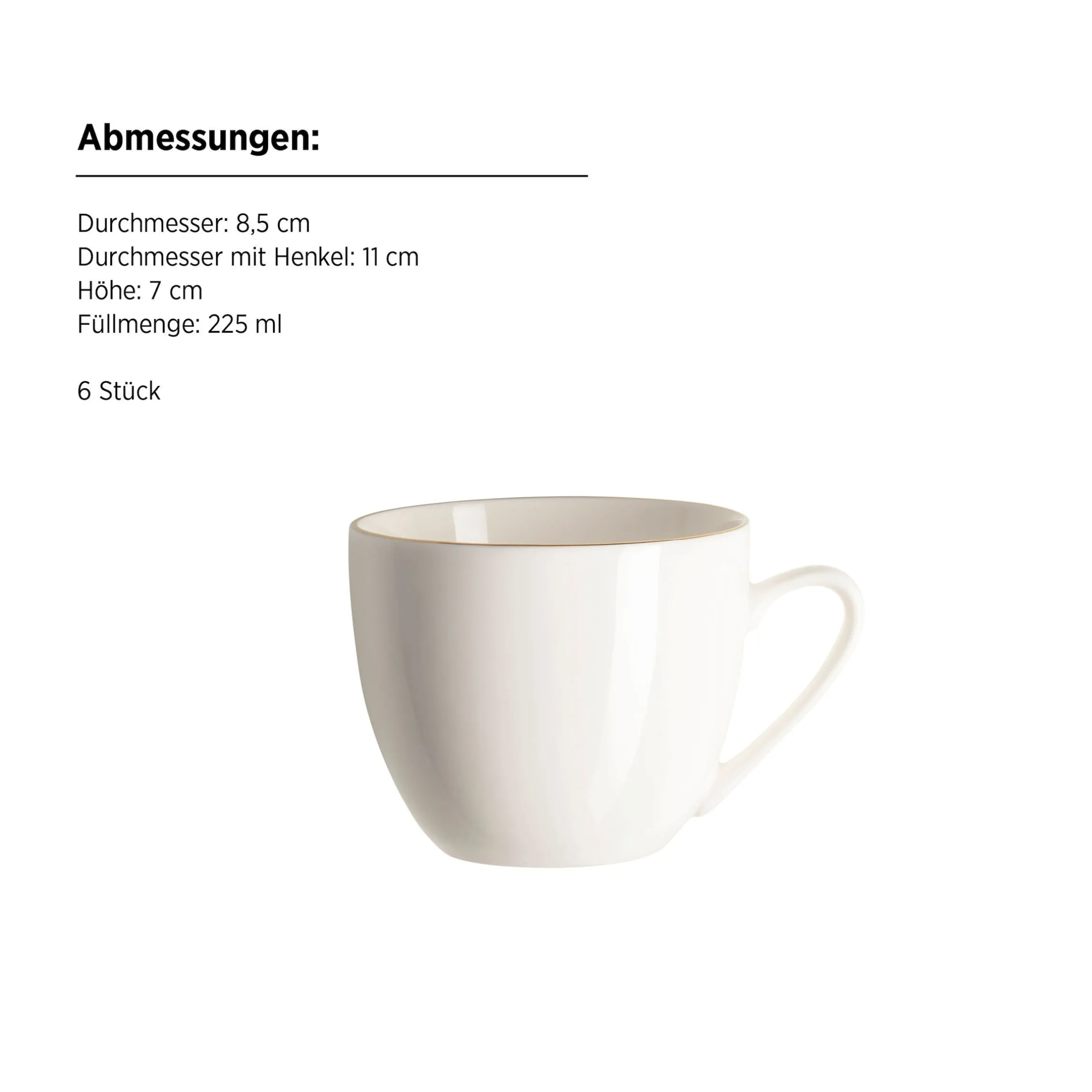 Kaffeeservice, Porzellan Felise Weiß / Gold