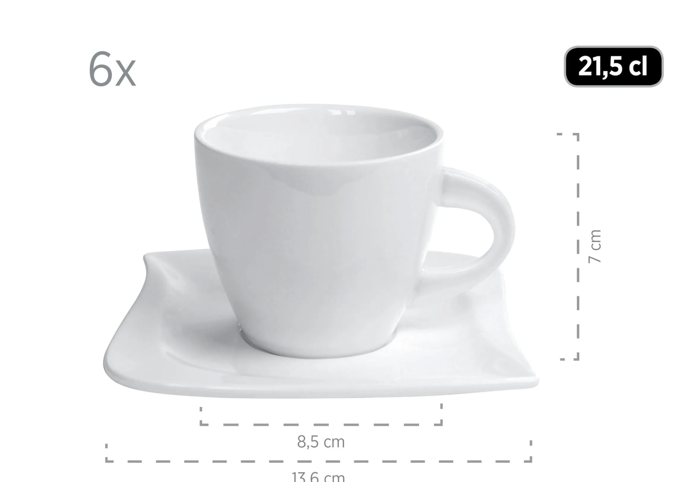 Kaffeeservice, Porzellan LA MUSICA 6 x Dessertteller, 6 x Kaffeetasse, 6 x Kaffeeuntertasse
