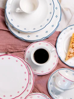 Kaffeeservice, Porzellan Lova Weiß / Blau