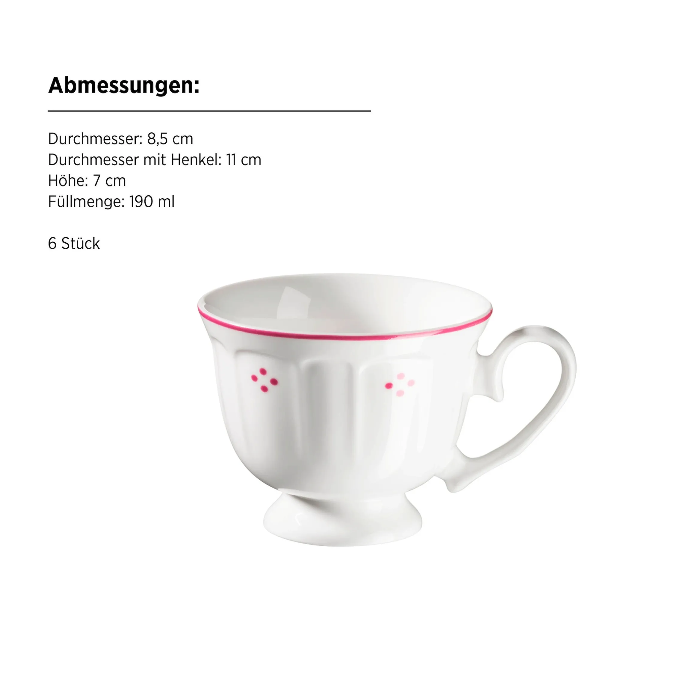 Kaffeeservice, Porzellan Lova Weiß / Rot