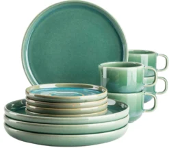 Kaffeeservice, Steinzeug Elina Uno 4 x Dessertteller, 4 x Kaffeetasse, 4 x Kaffeeuntertasse