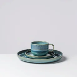 Kaffeeservice, Steinzeug TIEFER SEE Blau / Grün
