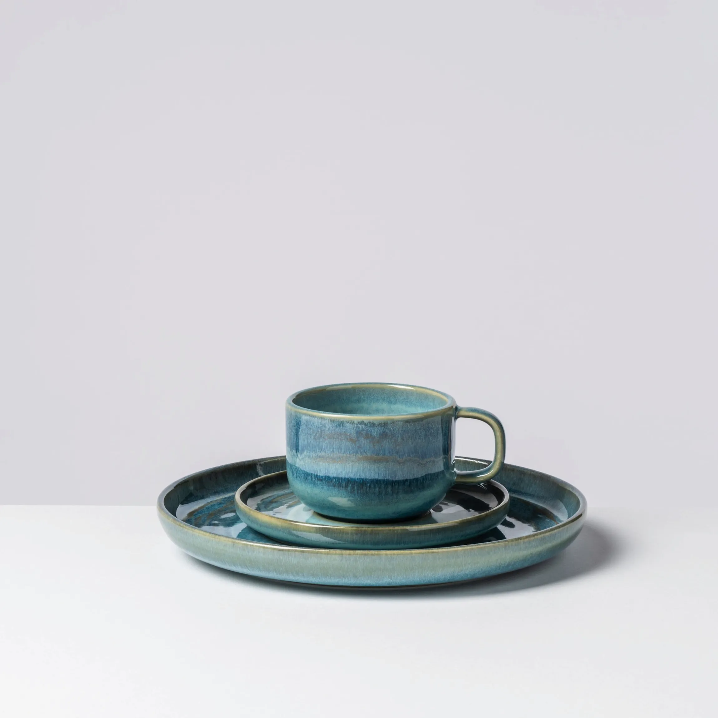 Kaffeeservice, Steinzeug TIEFER SEE Blau / Grün