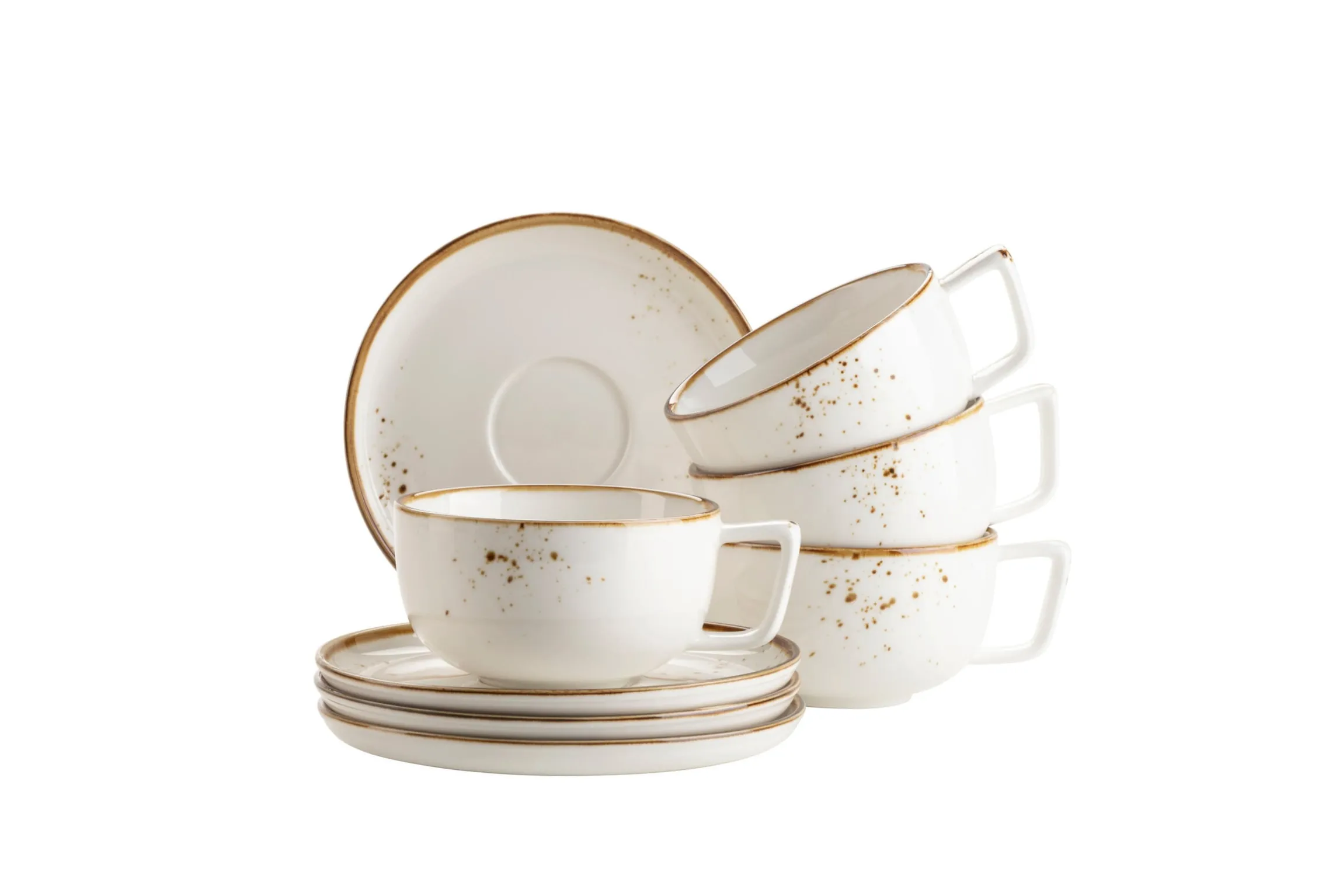 Kaffeetassen-Set, Porzellan Pintar Beige / Braun