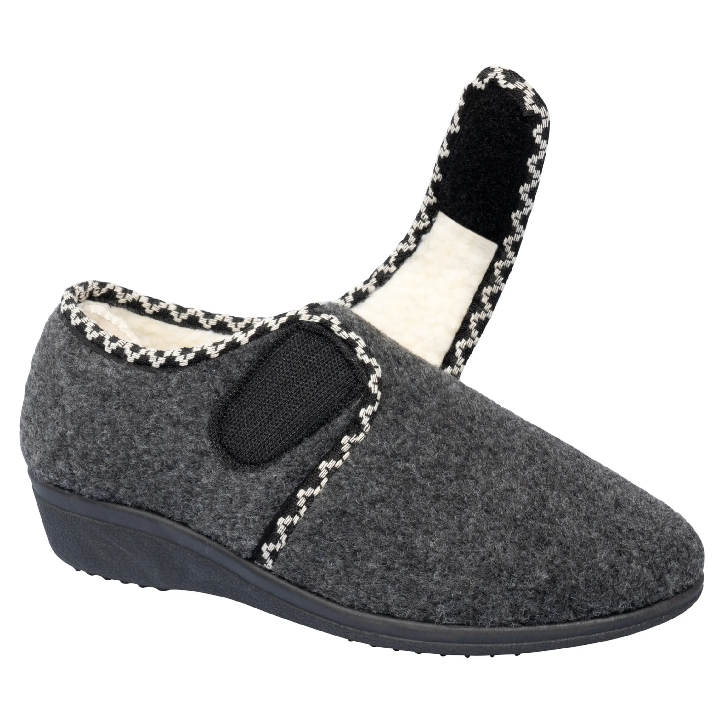 Klett-Hausschuh "Claudia" mit Wolle grau