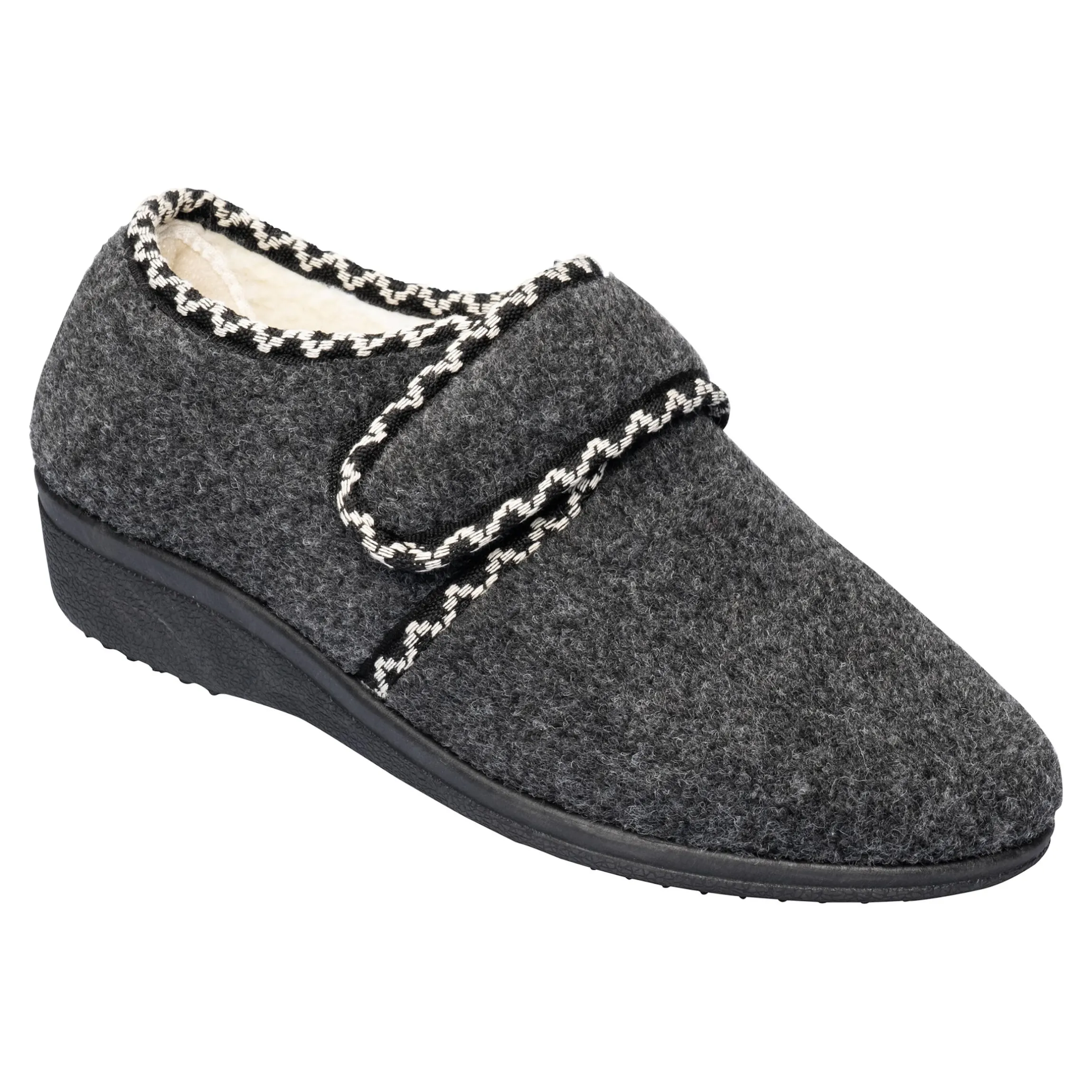 Klett-Hausschuh "Claudia" mit Wolle grau
