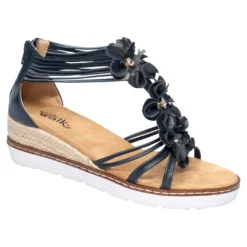 Knöchel-Sandalette "Blume" marine