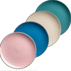 Kombiservice, Steinzeug Maila Petrol, Altrosa, Beige, Dunkelblau