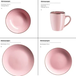 Kombiservice, Steinzeug METALLIC RIM Rosa