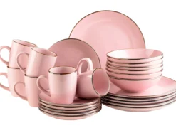 Kombiservice, Steinzeug METALLIC RIM Rosa