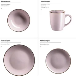 Kombiservice, Steinzeug METALLIC RIM Lavendel