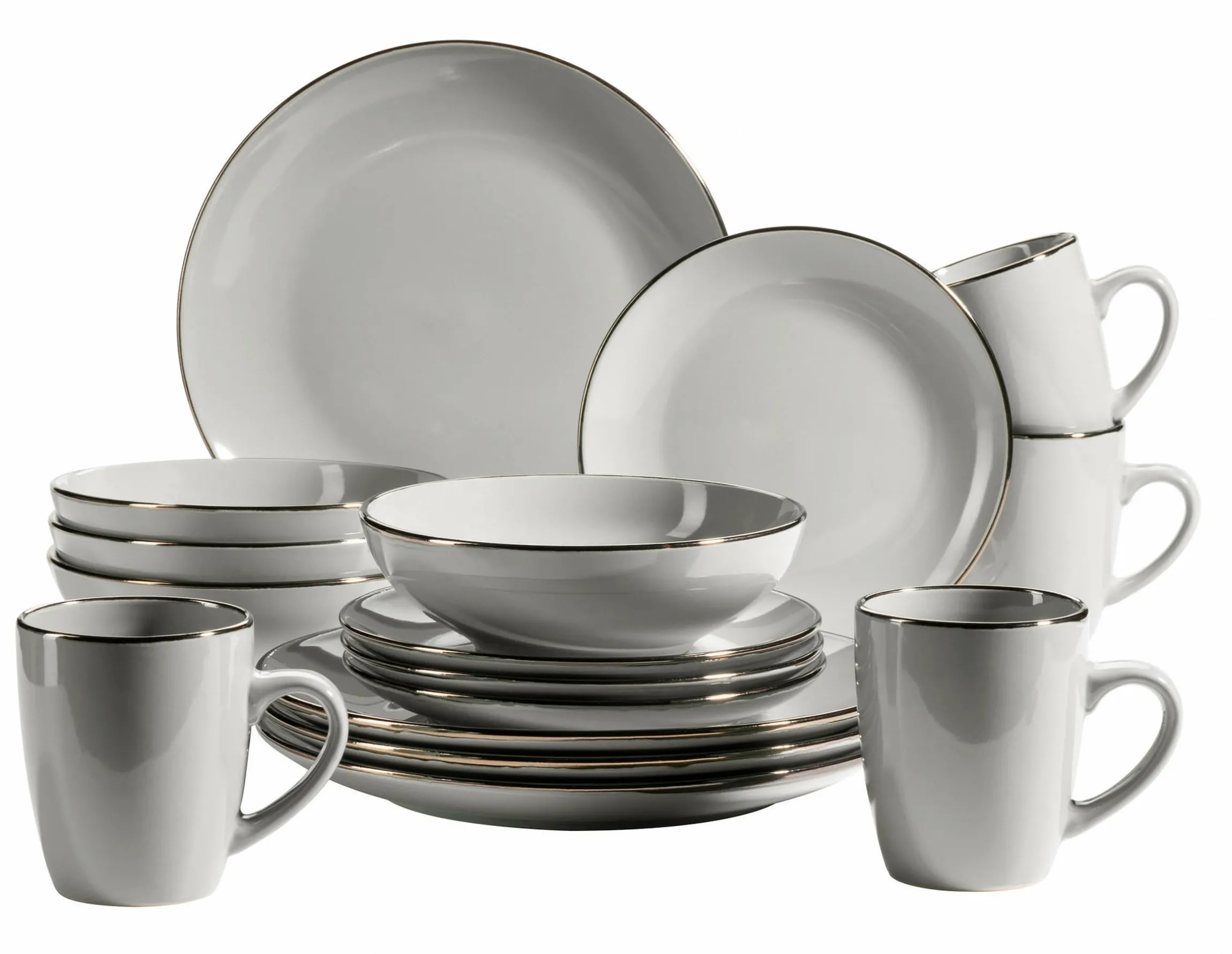 Kombiservice, Steinzeug METALLIC RIM Grau