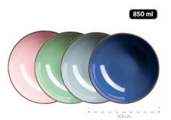 Kombiservice, Steinzeug METALLIC RIM Rosa,Mint,Blau,Dunkelblau