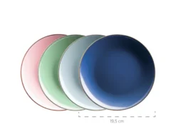 Kombiservice, Steinzeug METALLIC RIM Rosa,Mint,Blau,Dunkelblau