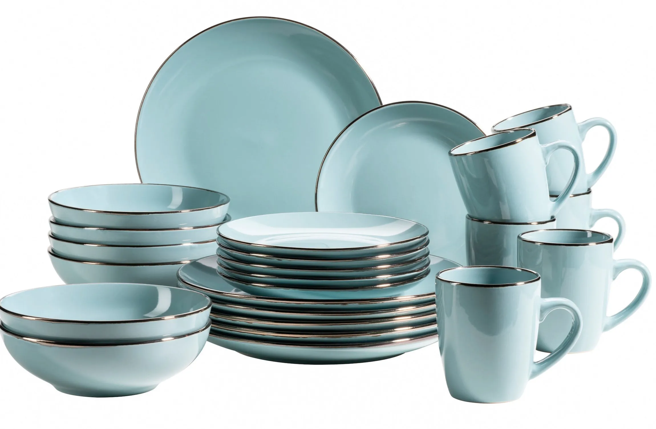 Kombiservice, Steinzeug METALLIC RIM Blau
