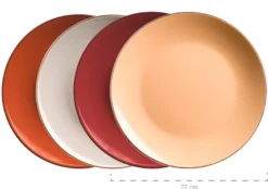 Kombiservice, Steinzeug METALLIC RIM Rot, Braun, Orange, Beige