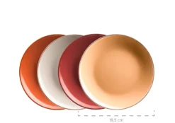 Kombiservice, Steinzeug METALLIC RIM Rot, Braun, Orange, Beige