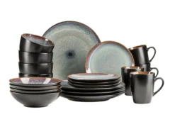 Kombiservice, Steinzeug Teona 4 x Speisteller, 4 x Suppenteller, 4 x Dessertteller, 4 x Müslischüssel, 4 x Kaffeebecher