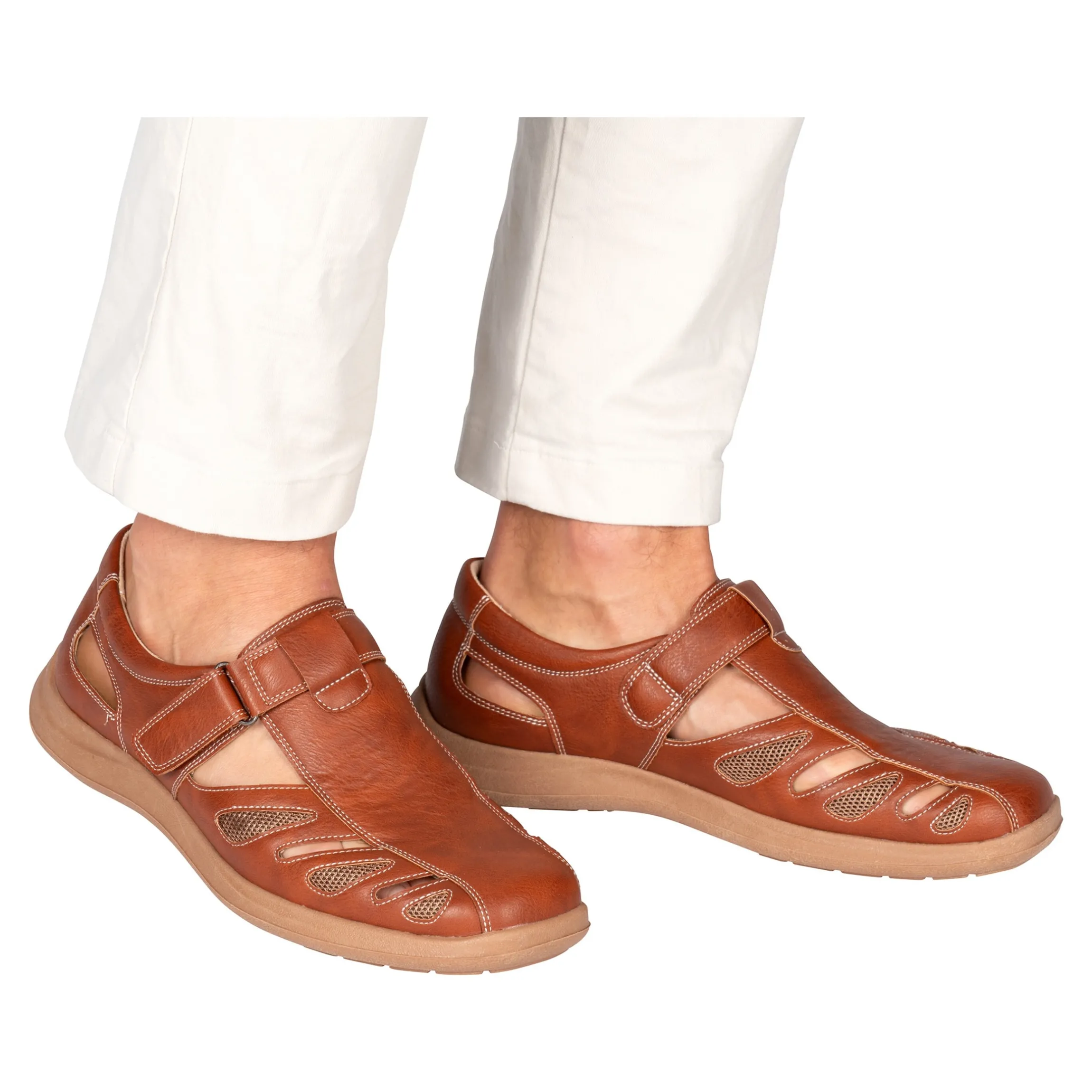 Komfort-Herrensandale "Helmut" cognac