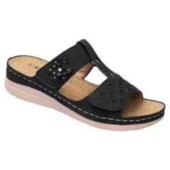 Komfort-Klettpantolette „Paula“ schwarz