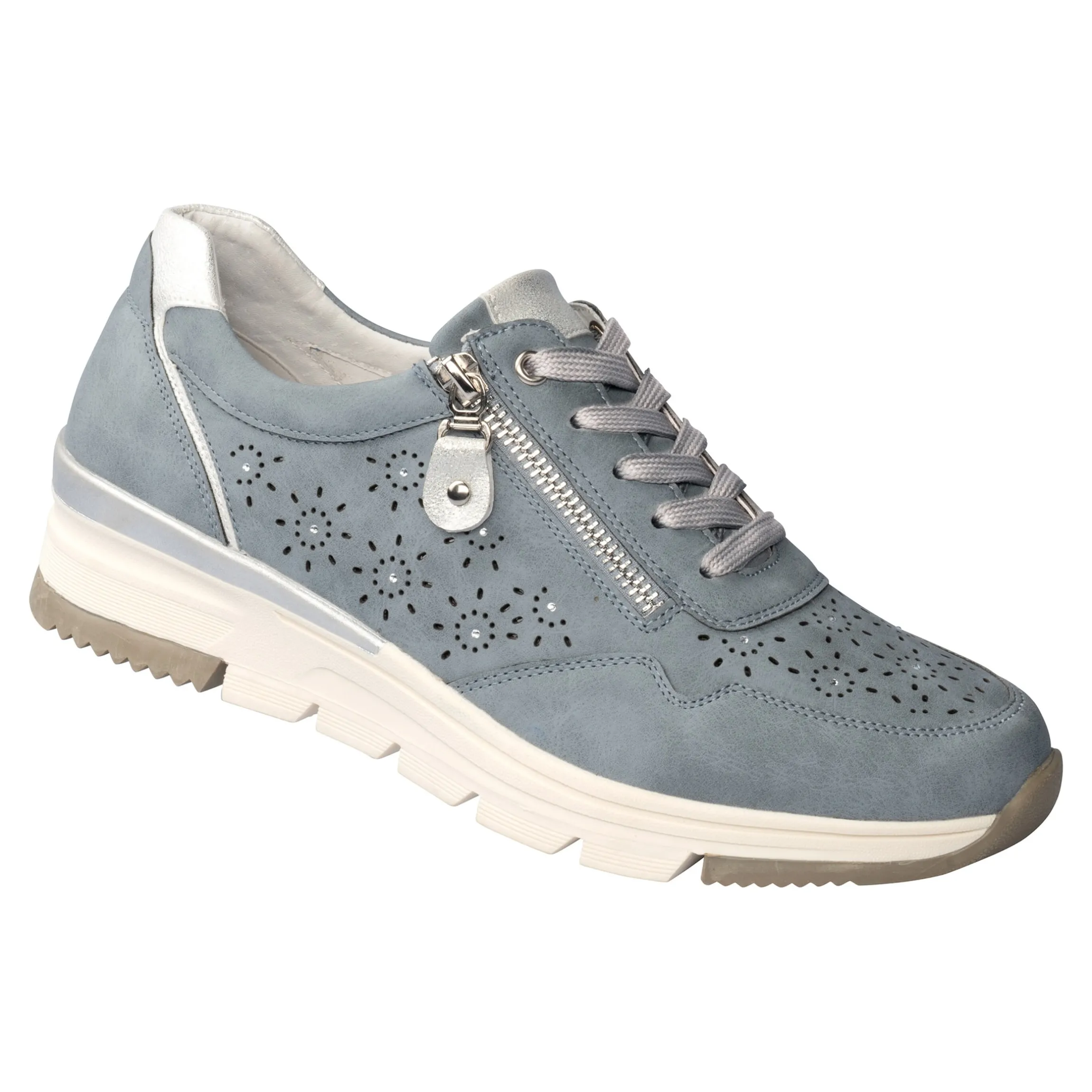 Komfort-Sneaker mit Leder „Isabelle“ rauchblau