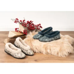 Kuschel-Hausschuh-Ballerina „Birgit“ beige