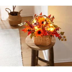 LED-Blumenarrangement "Herbstkorb"