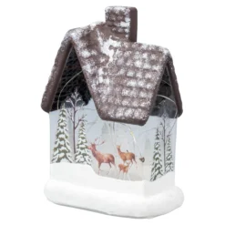 LED-Dekofigur Glashaus Rehfamilie